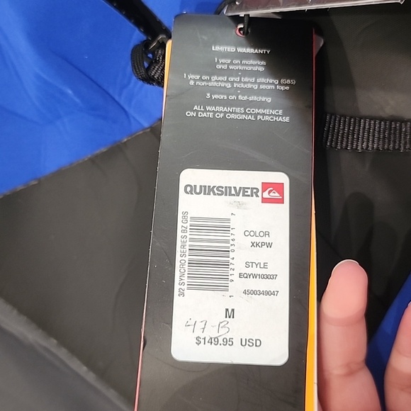 Quicksilver 3/2 Syncro Series BZ GBS Wetsuit with tags, FnLite Neoprene - Picture 3 of 4